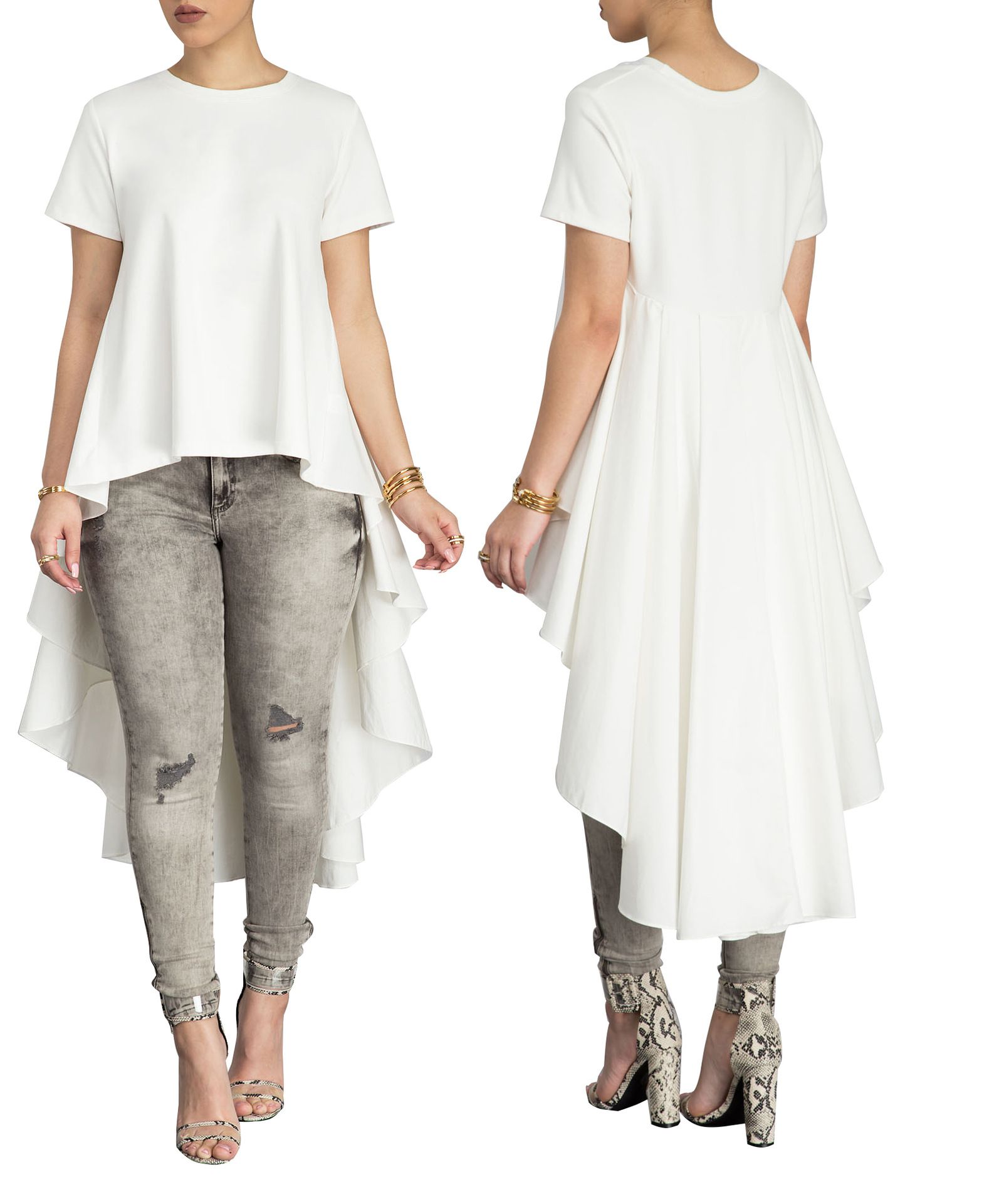 white high low shirt