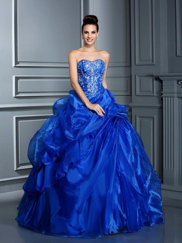 2015 Elegant Royal Blue Quinceanera Ball Gowns Sweetheart Lace Up ...