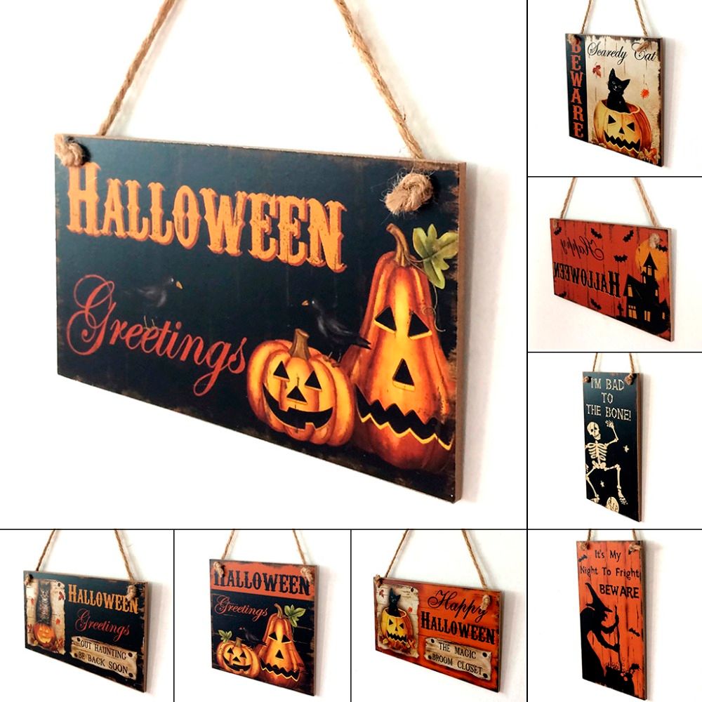 2020 Happy Halloween Decoration Wooden Hanging Plaque Board Sign Home Wall Window Art Decor Halloween Pumpkin Witch Ornament From Timelesszeng, $3.24 | DHgate.Com