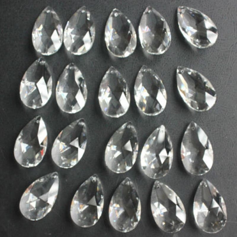 20 LOT CLEAR CRYSTAL GLASS PRISM 1.5'' CHANDELIER LAMP PARTS HANGING TEARDROP-01 