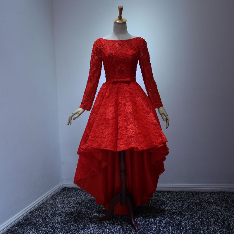 long sleeve high low dress