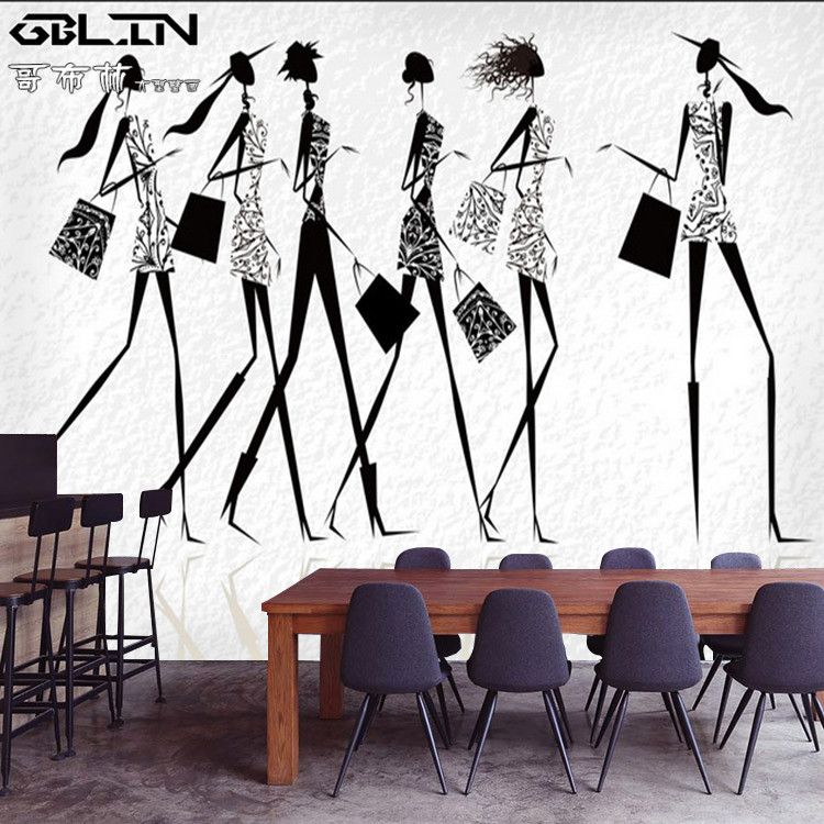 Acheter Art Wallpaper 3d Mode Salon Vêtements Magasin Mode Femmes Noir Et Blanc Fond Décran Mural De 2521 Du Xyls312 Dhgatecom