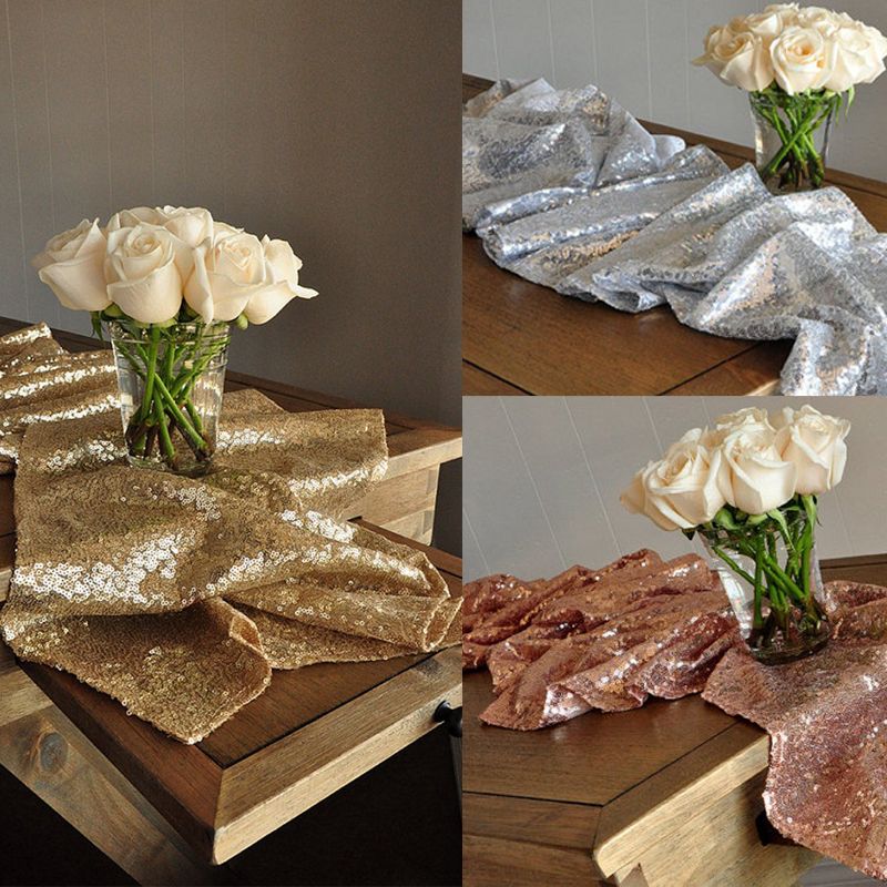 Sparkle Champagne Gold Wedding Table Runner Rose Gold Party Decor