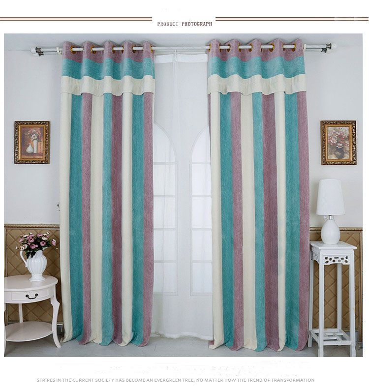 2019 Wholesale Simple Horizontal Stripe Chenille Cloth Curtain