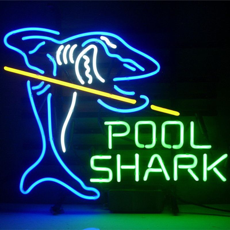 2020 17*14 Inches Pool Shark Glass DIY LED Neon Sign Flex Rope Light
