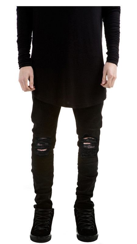 black ripped jeans male