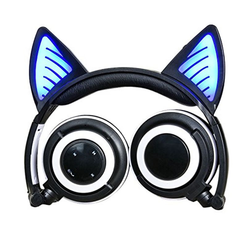 CUFFIE BLUETOOTH BAMBINI/RAGAZZI con orecchie da gatto, luci LED senza fili  blu EUR 15,00 - PicClick IT