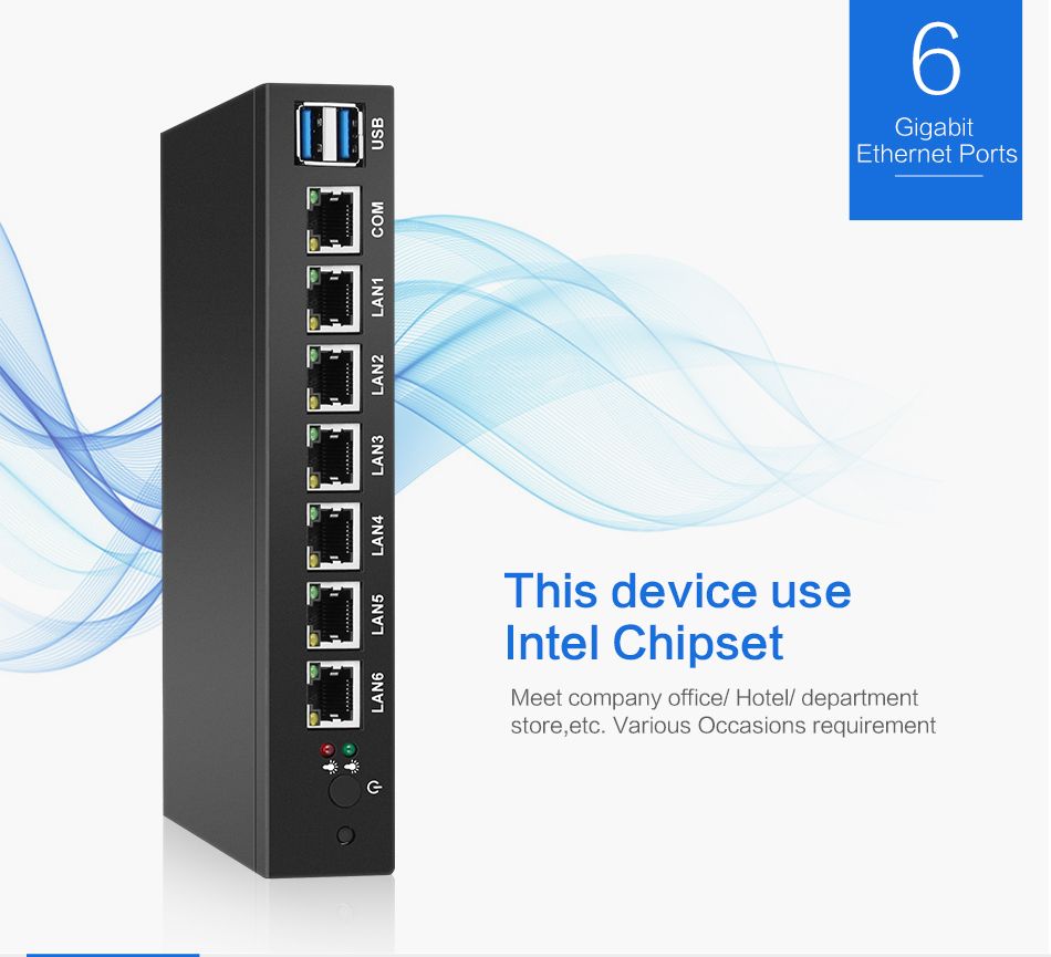 Mini PC Firewall With 6 Ethernet LAN Ports 1000M Intel Celeron 1007U Intel NIC Run Pfsense UTM 