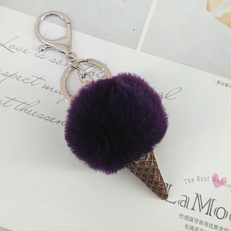 Blanc Cr/ème Porte-cl/és Pompon Boule de Fourrure de Lapin Artificielle