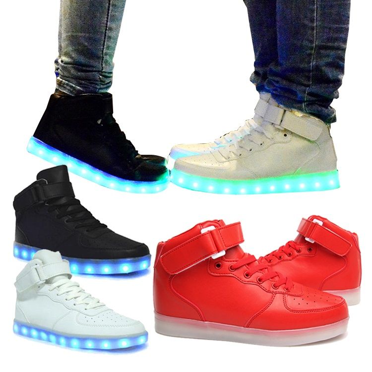 black and white light up shoes