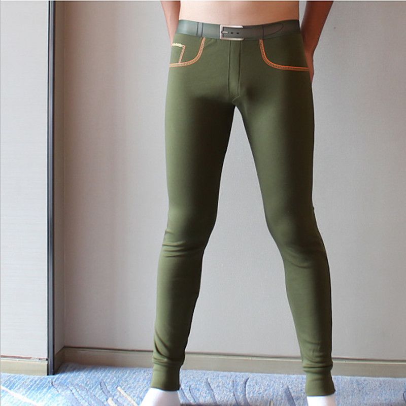 Compra Al Por Mayor HJL Larga Para Hombre De Los Hombres Del Algodón Johns  Peinaron Los Pantalones Calientes Elástica Línea Delgada De Los Hombres  Atractivos De La Ropa Interior Legging Apretado Calzoncillos