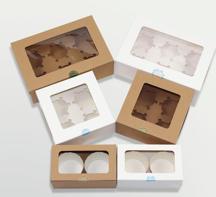 2/4/6 Holes Kraft Paper Box Cupcake Muffin Dessert Pastry Packaging Holder Boxes 2/4/6 Holes Kraft Paper Box Cupcake Muffin Dessert Pastry Packaging Holder Boxes