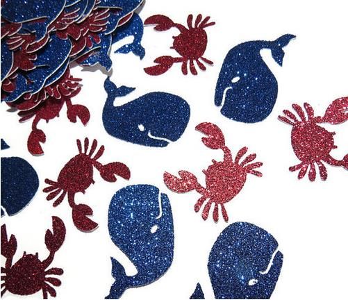 Custom Glitter Whales Crabs Nautical Confettis Wedding Table