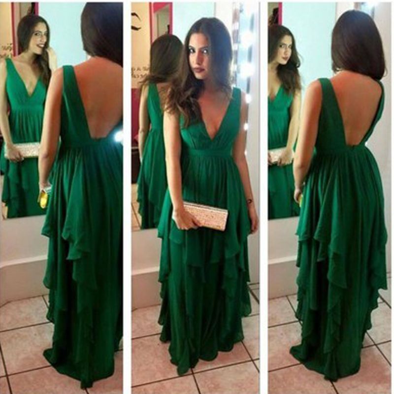 emerald green asymmetrical dress