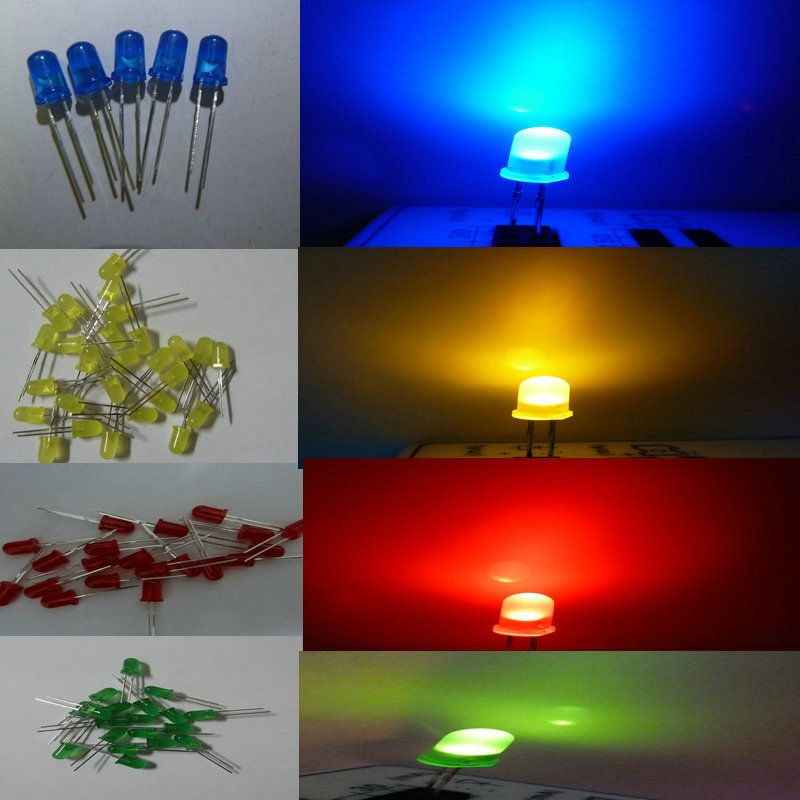LED 3mm 5mm diodo emisor de luz difusa/Claro Rojo Blanco Azul Verde Amarillo UK 