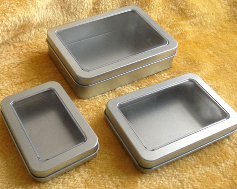 Rectangular Metal Box With Full Window Metal Packaging Transparent Gift Box 90x60x18MM 3.54x2