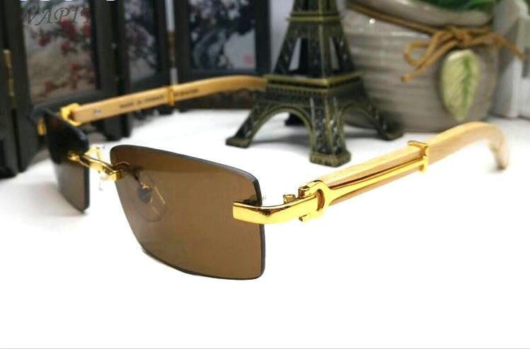 Designer France Sunglasses Wood Brand Men Rimless Frames Buffalo Horn Gold Women Eyewear Prescription Glasses For LqpMzVGSU