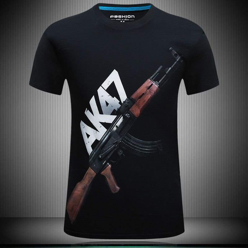 AK Casual T-shirt Crew Neck Fashion Mens Short Sleeve Shirts Cotton Blend Tops