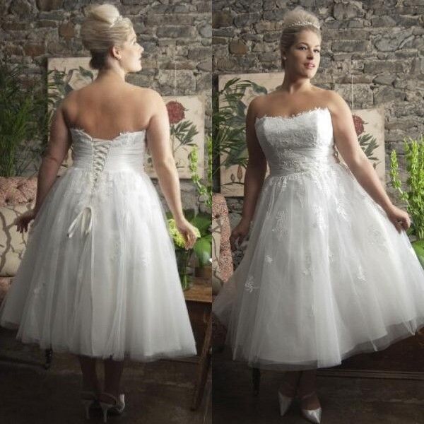 tea length corset wedding dress