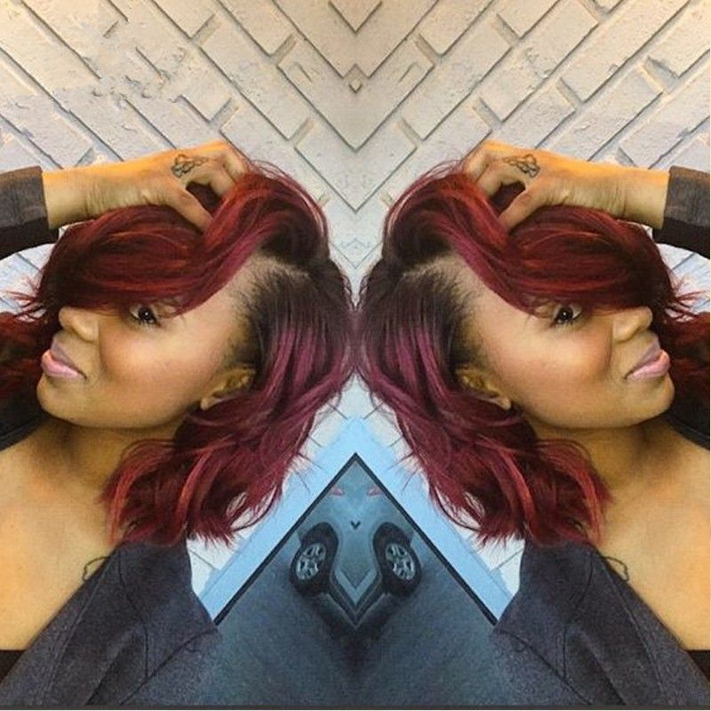 Ombre Short Bob Lace Front Wigs For Black Women Body Wave 1b 99j