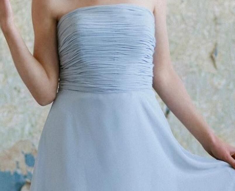 powder blue tea length dress