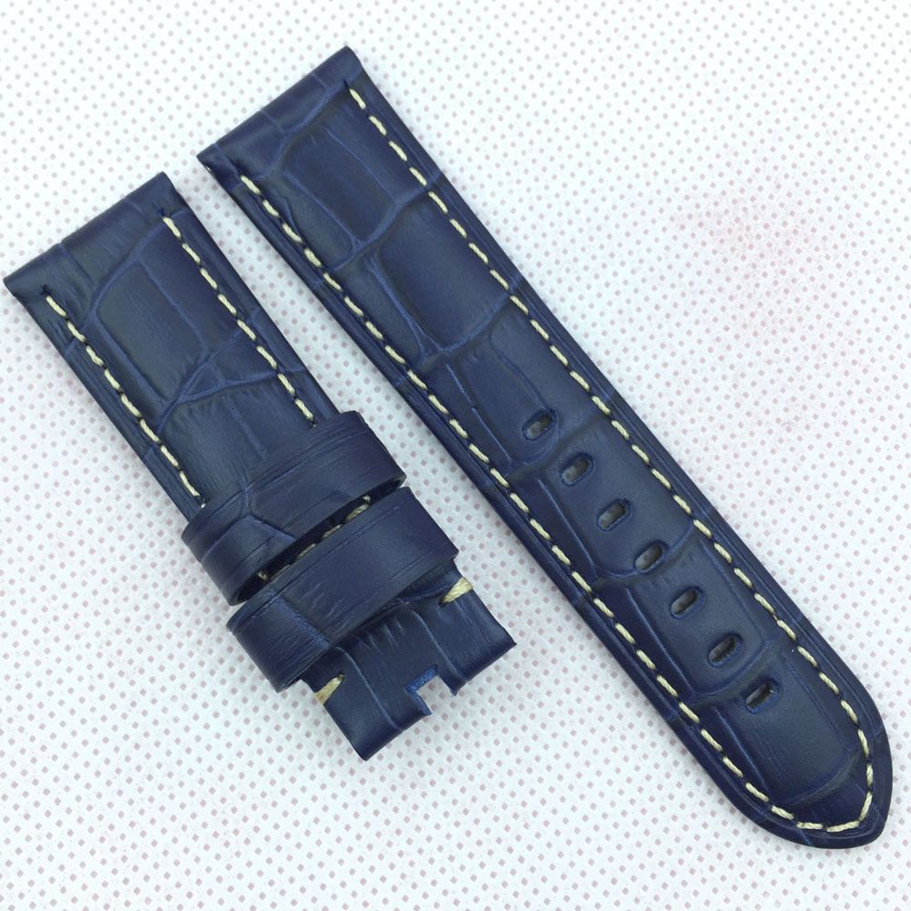 blue crocodile leather watch strap