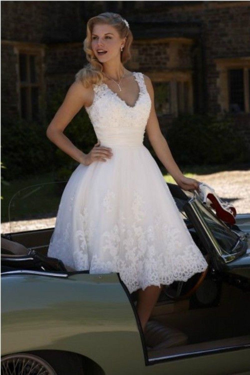 Großhandel Kurzschluss Spitze Brautkleid 2019 Vintage ...