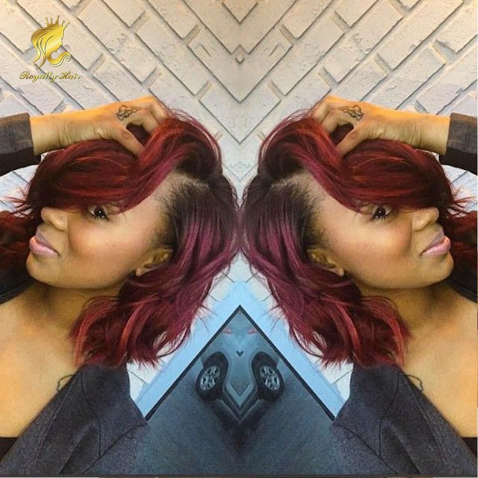 Bob Style Curly Ombre Bungundy Lace Front Wig Short Bob Glueless
