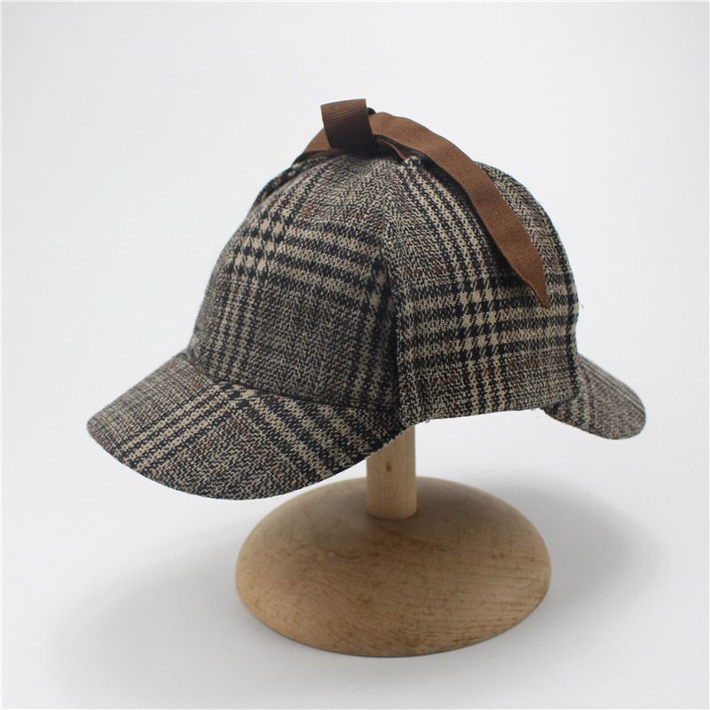 Boinas Gorras Para Hombres Invierno Mujer Cosplay Detective Holmes Deerstalker Sombrero Gris Gorras