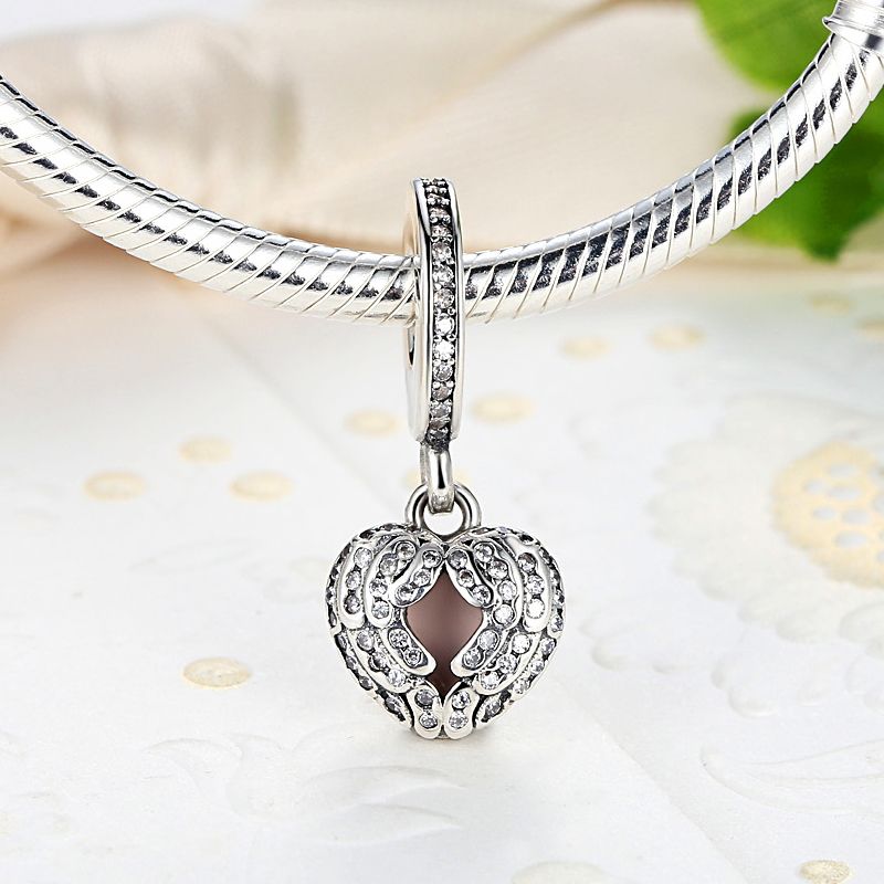 Angel wing necklace 925 Sterling Silver Cubic zirconia Charm Necklace