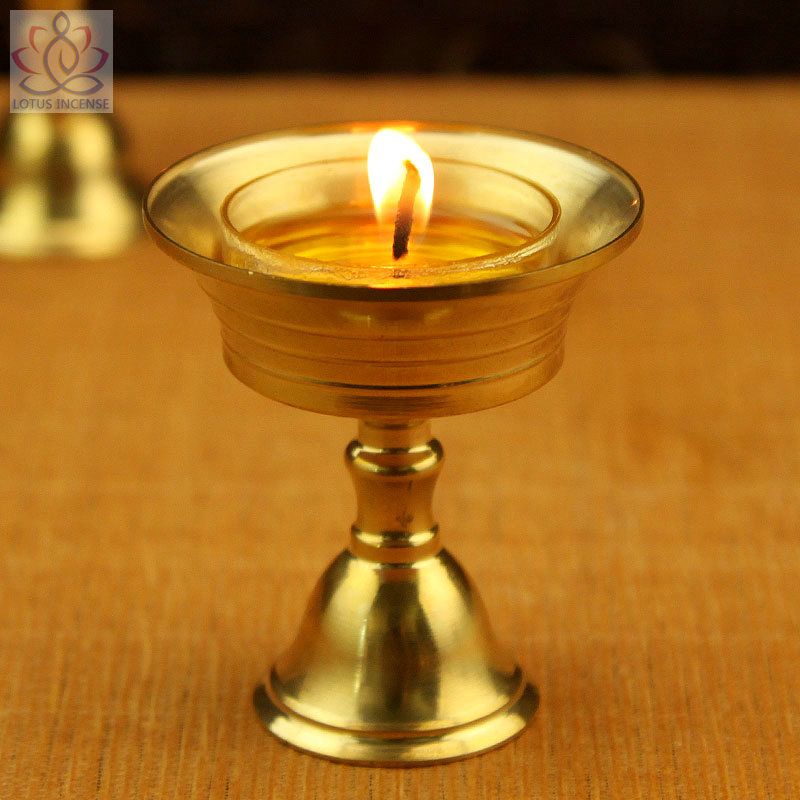 Brass Candle Holder Buddhist Supplies Oil Lamp Home Decor Tibetan Ghee Lamp 