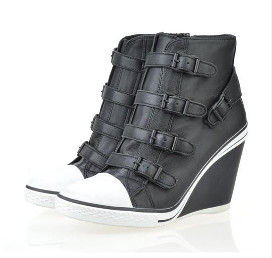ASH Thelma Wedge Sneakers Black Genuie Leather Hot Sale High Trainers Sheepskin Fashion ASH Ankle Boots Wedge Sport Shoes From Lindalisa, $119.58 | DHgate.Com