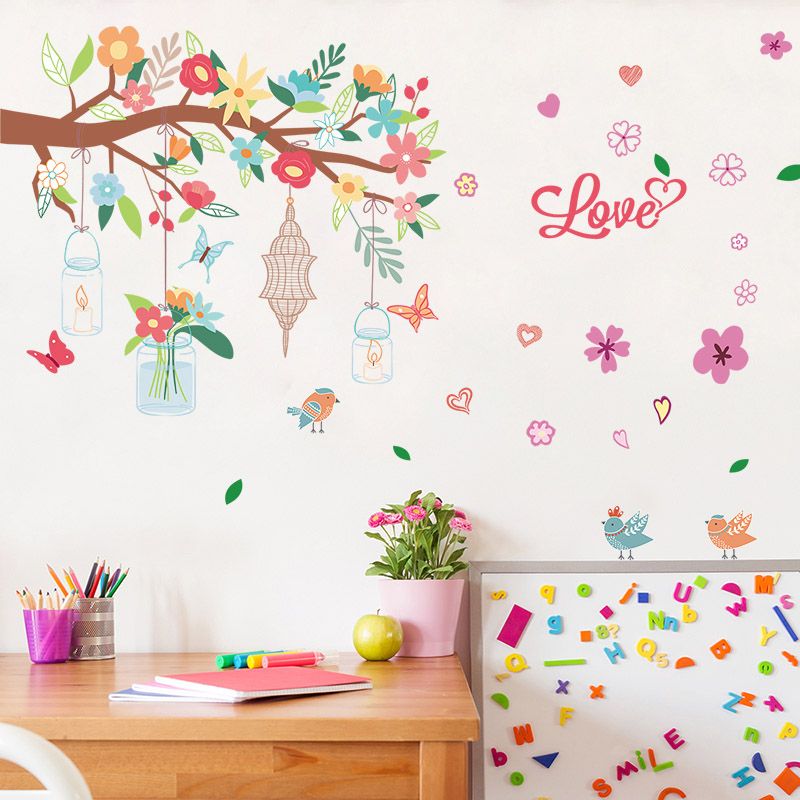Compre Rama Flor Mariposa Pegatinas De Pared Para Habitaciones De Ninos Sala De Ninos Dormitorio Sala De Estar Decoracion Para El Hogar Tatuajes De Pared Cartel A 7 72 Del Tanguimei6
