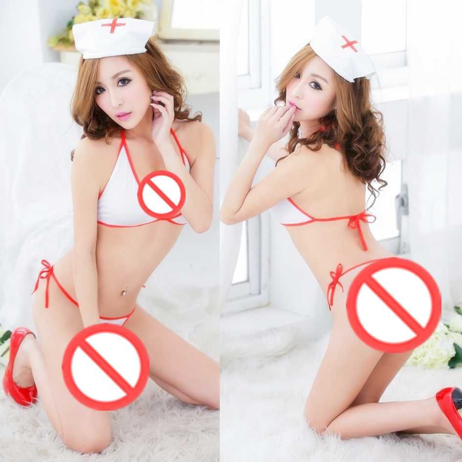 Envío Gratis NUEVO Lencería Sexy Cosplay Mujer Sexy Blast Leche Back Temptación Tres Enfermeras Blanco Sombrero + Bikini De 2,89 € | DHgate