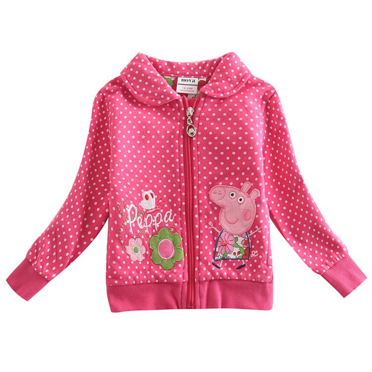 Children Outwear Cartoon Jackets Girls Jackets Cute Pig Embroidery Kids