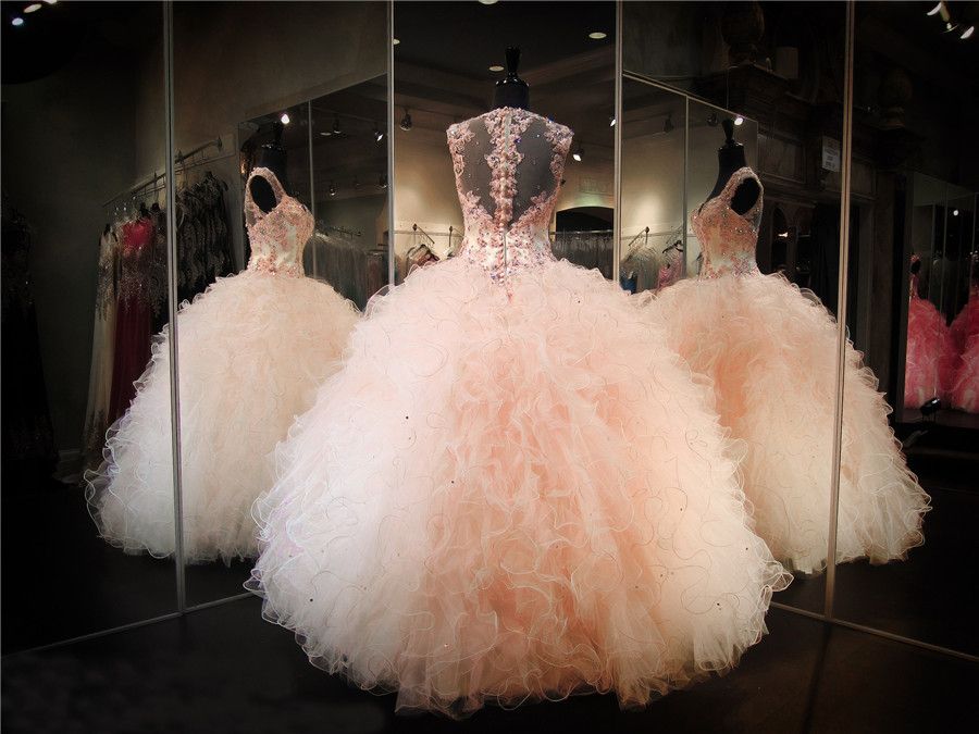 champagne blush quinceanera dresses