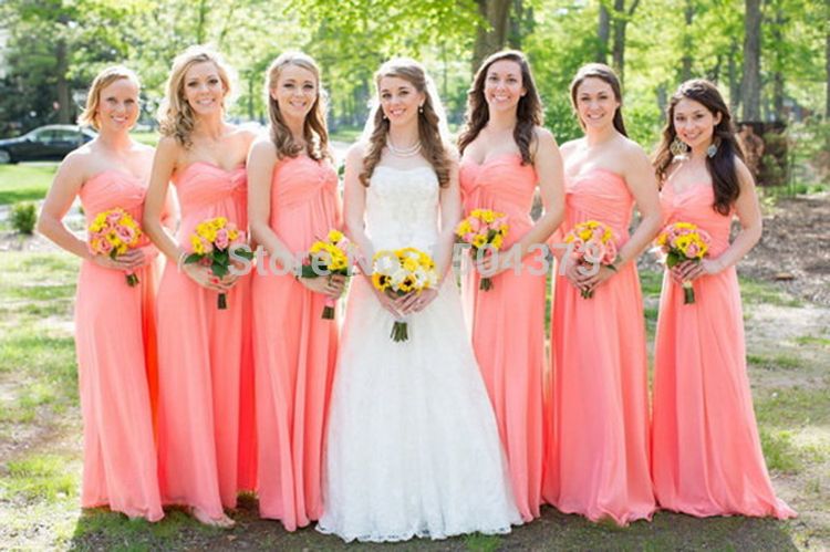 vestidos coral damas de honor