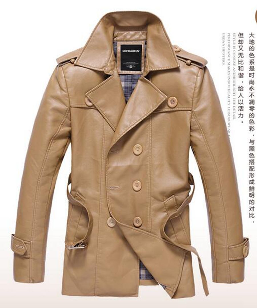 mens mid length leather coats