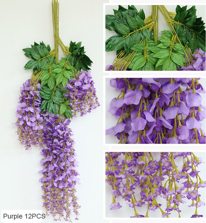 2021 110/75cm Artificial Wisteria Vines Silk Bulk Blue Wisteria