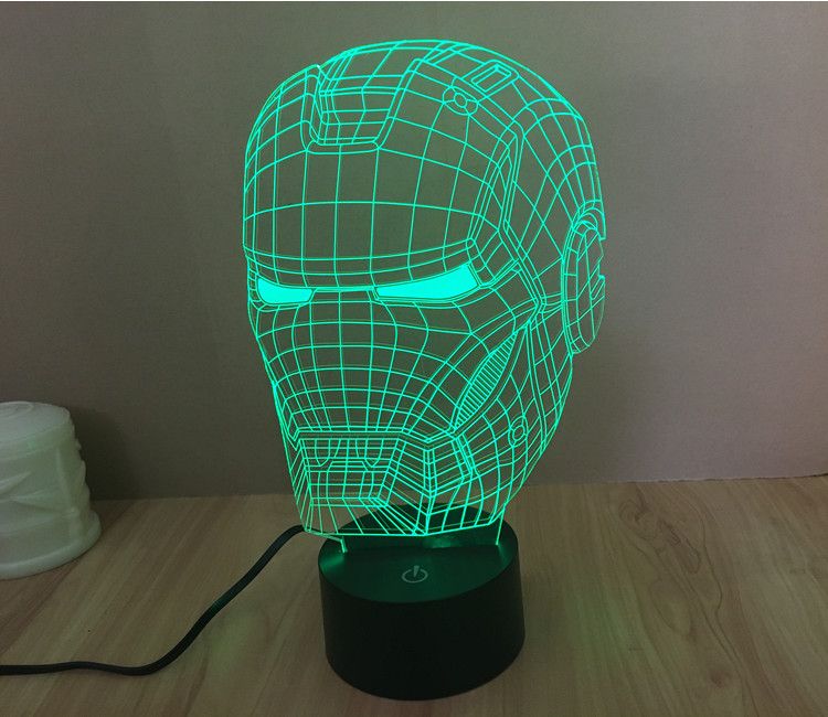 2018 3d color changeable avengers iron man helmet model led night 3d color changeable avengers iron man helmet model led night light usb 3d led mood lamp