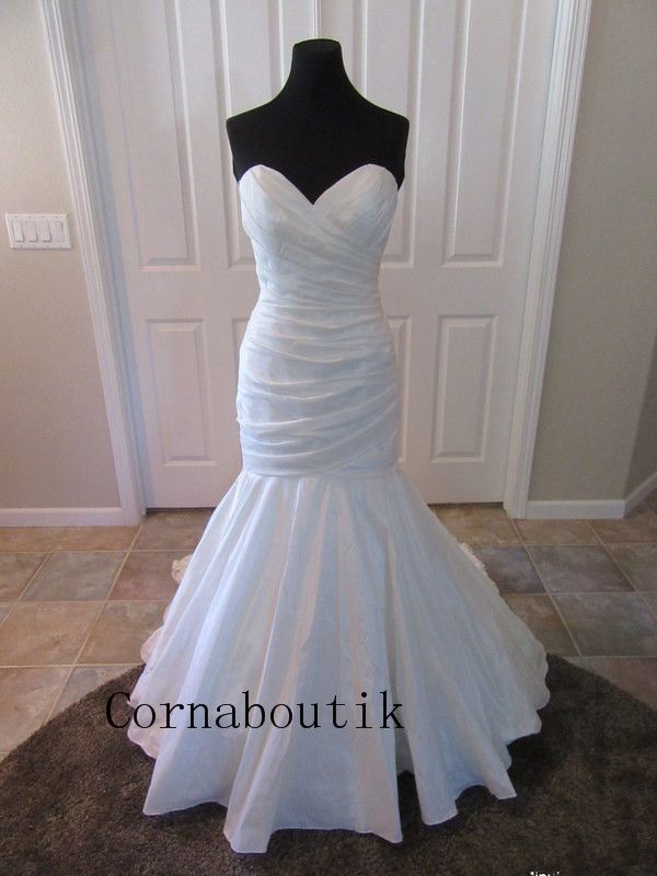 ruched fit and flare wedding dress
