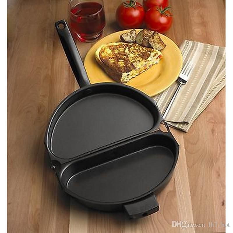 Folding Omelette Pan Fried Eggs Pot Handle Non Stick Cookware Outdoor