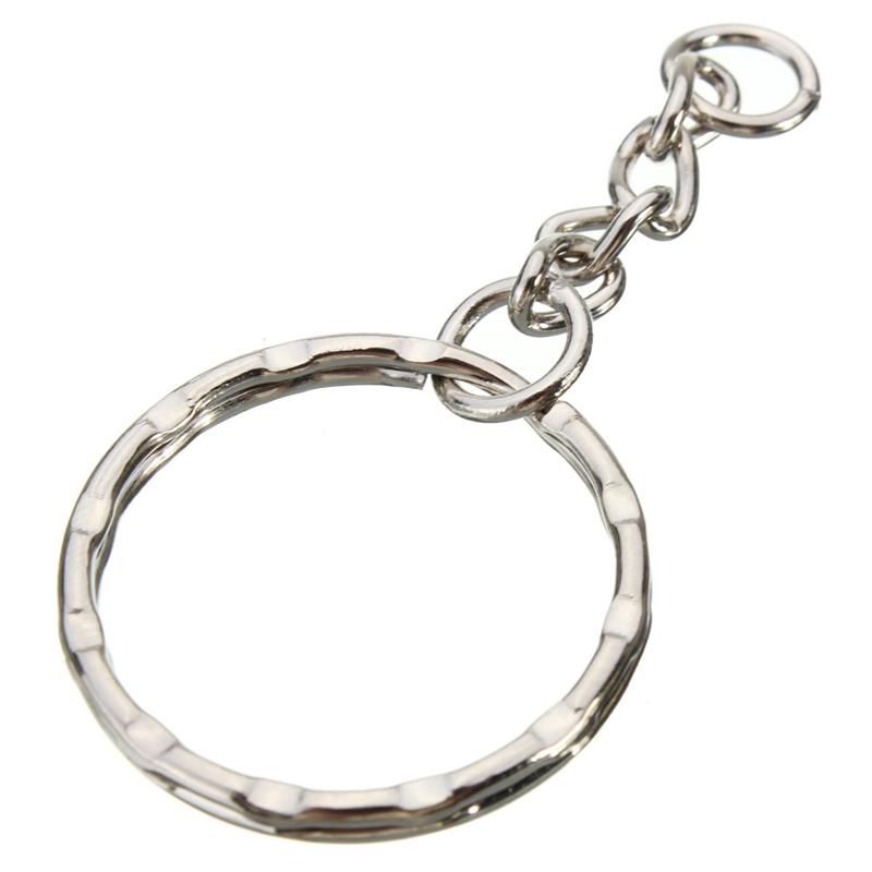 Silver 100Pcs Keyring Blanks Tone Key chains Key Split Rings 4 Chain Link UK