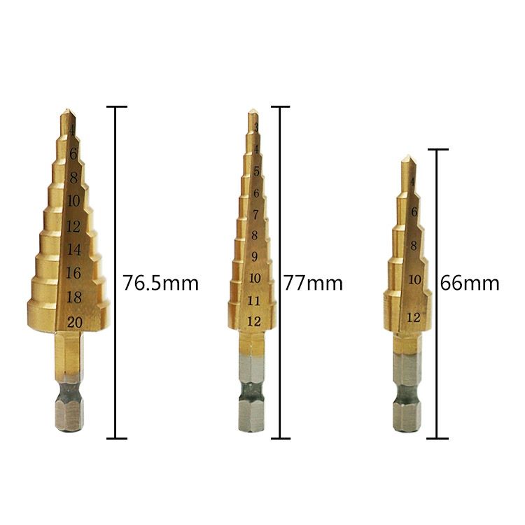 Titanium Step Drill Bits 3-12mm HSS Power Tools HSS Wood Metal Drilling