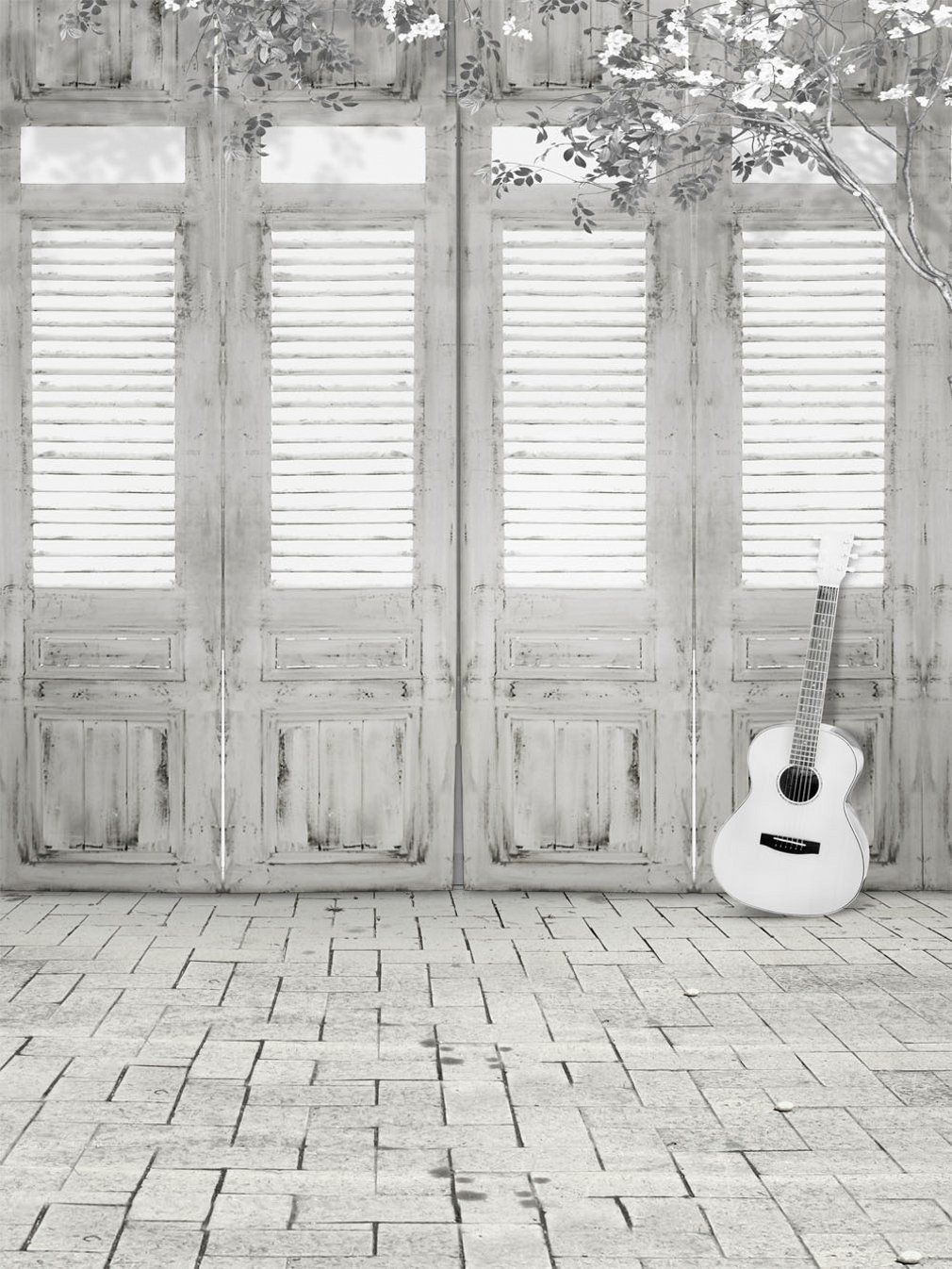 2020 Indoor Photography Backdrop Brick Floor Vintage Wooden Doors