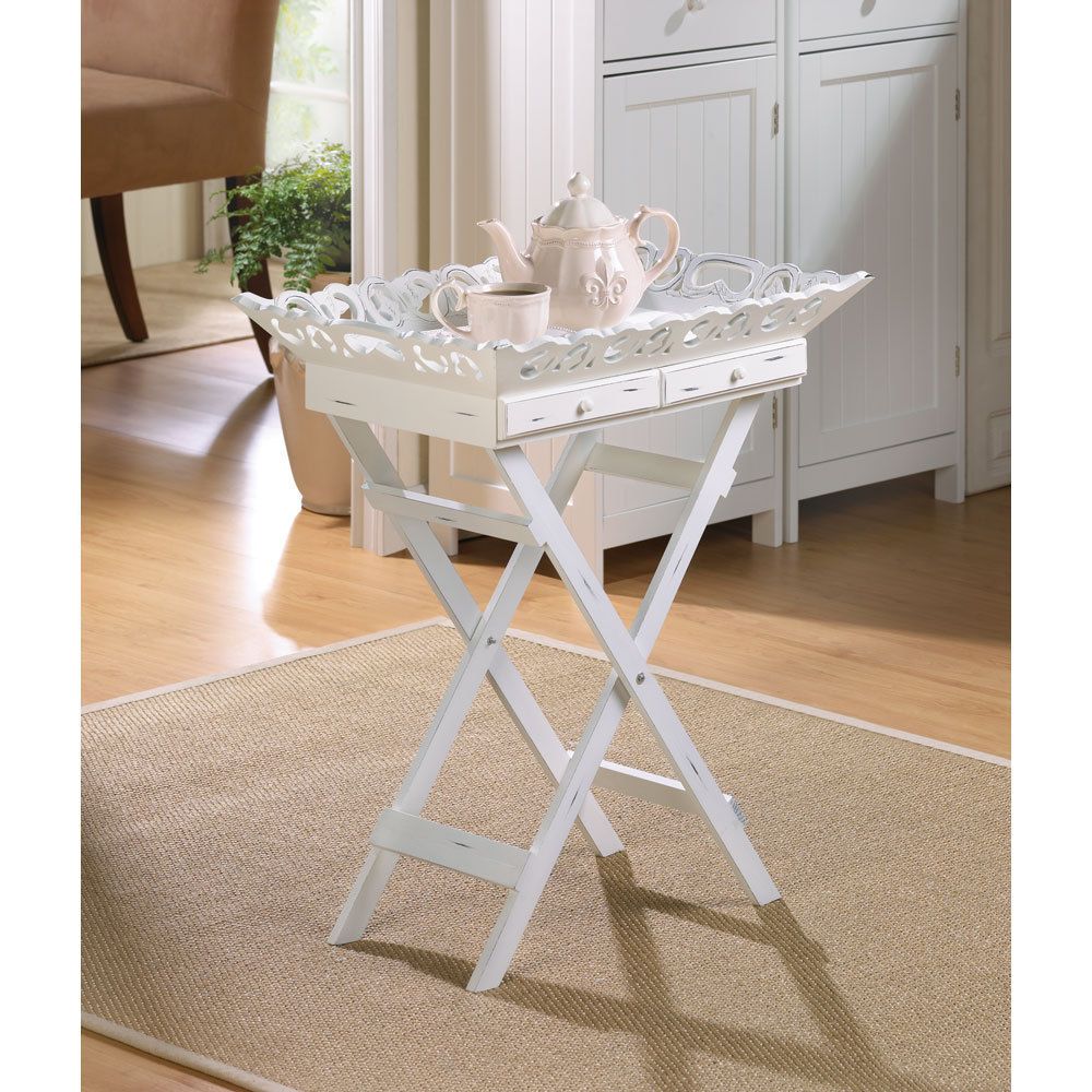 2020 White Wood Shabby Cottage Elegant Folding Tray Table New From Jiaozongxiao668 58 4 Dhgate Com