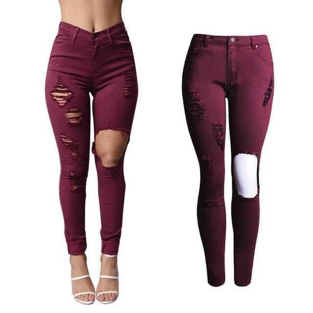 burgundy skinny jeans ladies