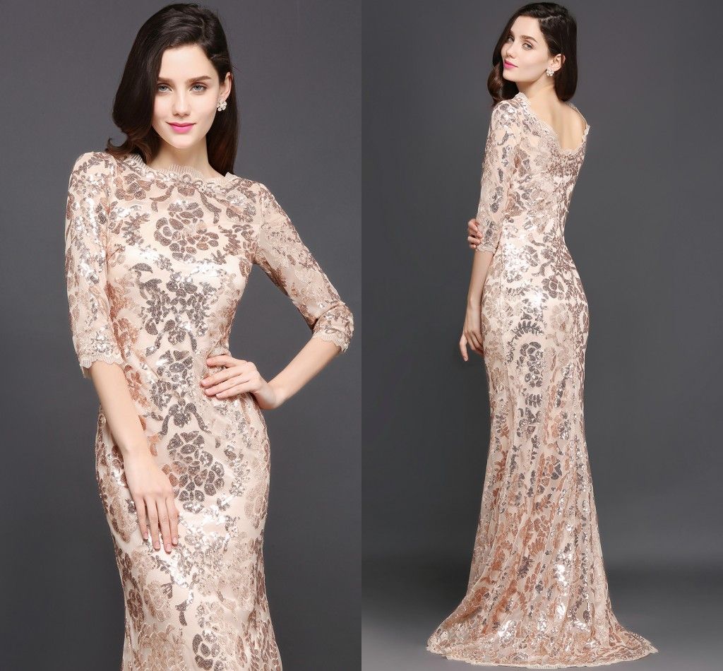 rose gold maxi dress long sleeve