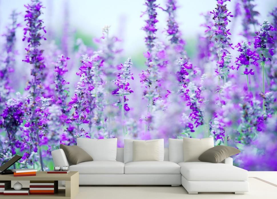 customized wallpaper for walls Lavender flower sea modern minimalist TV  backdrop wall photo wallpaper for walls