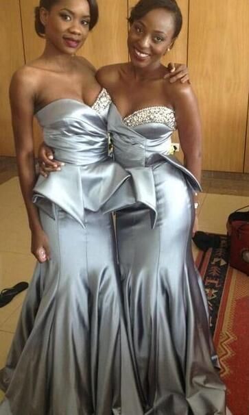 grey mermaid bridesmaid dress